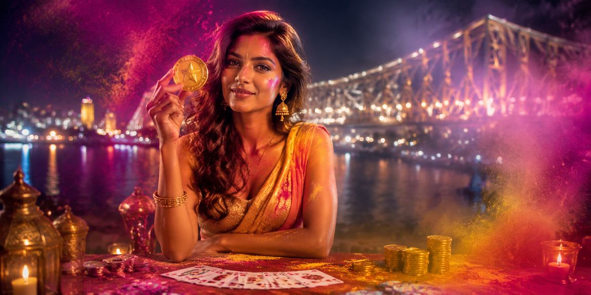 Kolkata Howrah Bridge during Holi festival with vibrant celebrations